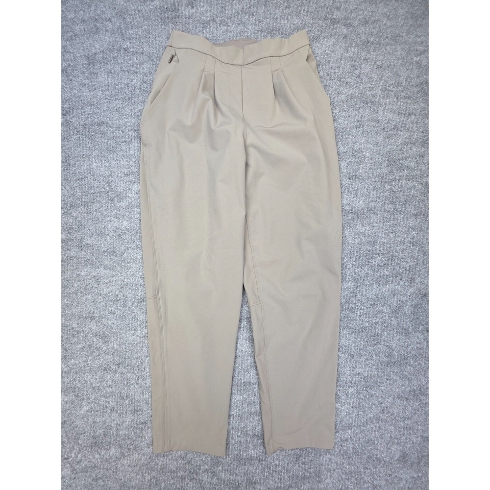 Lululemon Essential High Rise Trouser Pants Womens 6 Beige Pocket Pleated Front